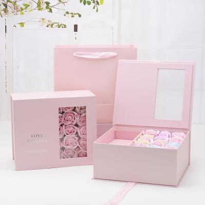 China Recyclable Logo Customize Cardboard Kraft Paper Gift Box With Clear Window for sale