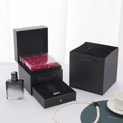 China Recyclable Jewelry Gift Bag Black Foam Jewelry Packaging Gift Box With Lid for sale