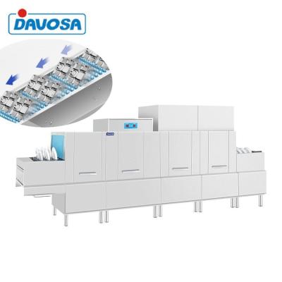 China High Efficient Dual Cylinder Utensil Washers Long Line Rack Conveyor Dishwasher for sale