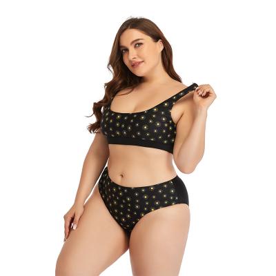 China Wholesale GANE L-XXXL plus size ready to ship two piece daisy reflection color change plus size swimwear bikinis women black swimwear for sale