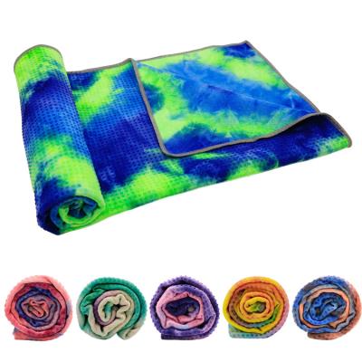 China Microfiber Yoga Mats Foldable Custom Private Label Eco-Friendly Hypoallergenic Sports Towels Non-slip Beach Towel Tie Dye Towel for sale