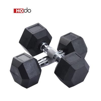 China Wholesale Hexagon Weightlifting Fitness Gym Dumbbell Hex Rubber Coated Dumbbell Rubber Covered Dumbbell for sale