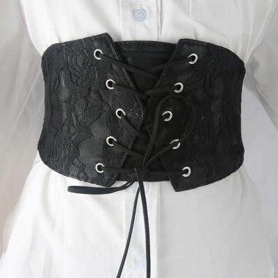 China European and American style European and American factory direct sales and American waist elastic lace ladies style wide belt for sale