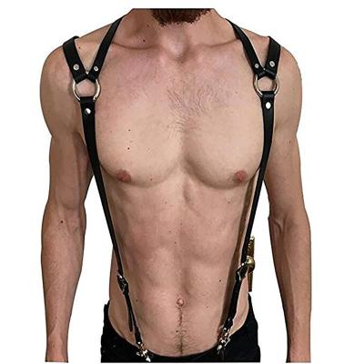 China Factory direct sales sexy European and American men's personality punk leather bracelets straps muscle men's fashion suspenders retro St for sale