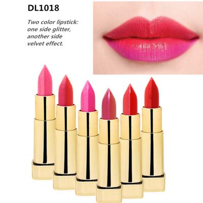 China Wholesale Waterproof Top Lady Velvet Matte Two Tone Lipstick Dye With Double Color for sale