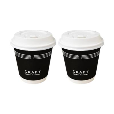 China Wholesale Disposable Double Wall Coffee Paper Cups Take Out Cups Disposable Paper Cups With PS Lid for sale