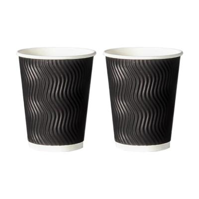 China Disposable Custom Printed Coffee Cups Disposable Paper Cups Single Ripple Wallpaper Double Coffee Cups for sale