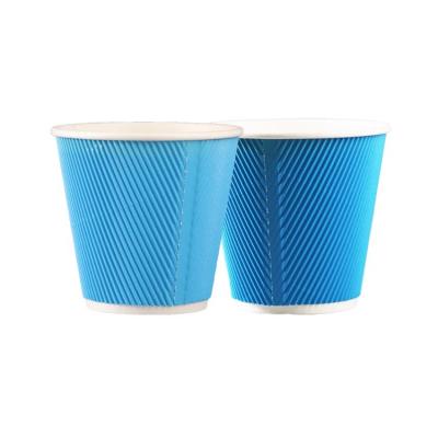 China Disposable 8oz Custom Logo Ripple Wall Paper Cups Disposable Double Wall Paper Coffee Cup for sale