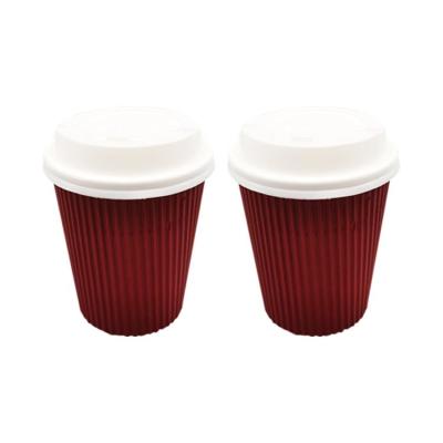 China Disposable Custom Logo Printed Paper Cup Coffee Disposable Paper Cups With Lid Double Ripple Wall Paper Cups for sale