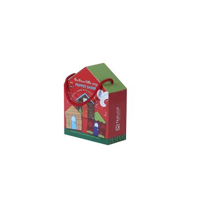 China 2022 Customs Handmade Rigid Cardboard Wholesale Christmas Gift Packaging Box With Rope Handle for sale