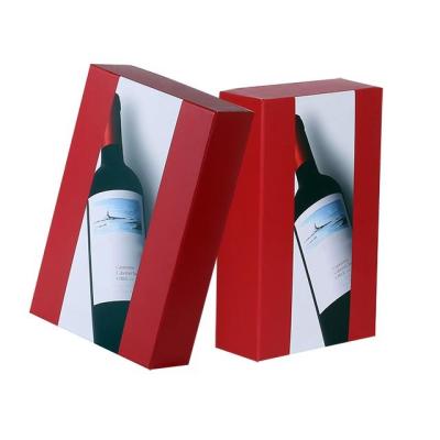 China Wholesale Recyclable Classic Cardboard Hard Lid And Base Red Wine Packaging Boxes for sale