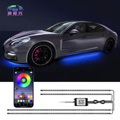 China Smart dreamy smd 5050 rgb shape flexible automobile lamp 4pcs 12V color 2835s wireless interior control led car music light strip for sale