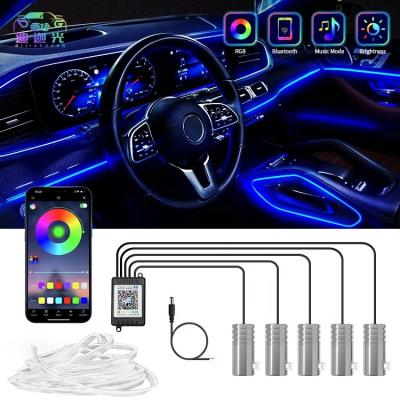 China Wireless Automobile Lamp 5V 12V Car Accessories RGB Interior Decoration Led Acrylic Fiber Optic Atmosphere Light Ambient Neon Strip for sale