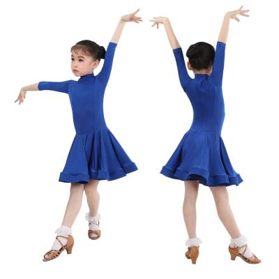 China Turtle Neck Kids Girls Dance Performance Grading Latin Dresses for sale