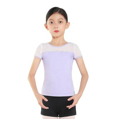 China from above & Tees Wholesales Girls T Shirt Shaping Dancewear Shorts Sleeve Ballet Top For Kids for sale