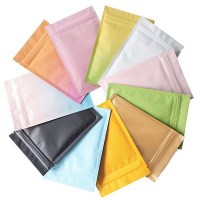 China 100 Pcs Food Grade Moisture Proof Matte / Colored Glossy Aluminum Foil Flat Mylar Bags With Zip Lock for sale