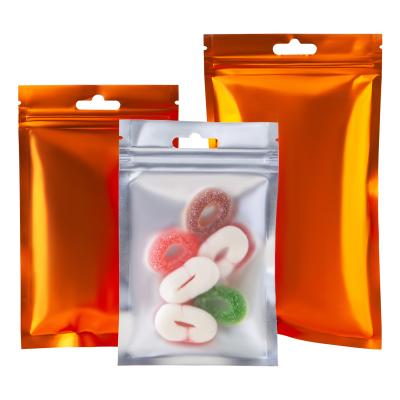 China Moisture Proof Customize Clear Ziplock Abrazine Orange Front Window Aluminum Foil Bag With Slot Hole for sale