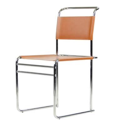 China Modern Furniture Europe Style Backrest Office Chair Stainless Steel Leather Dining Chair for sale