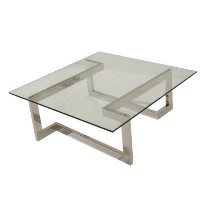 China High Quality Modern Coffee Table Stainless Steel Frame Metal Tempered Glass Coffee Table for sale