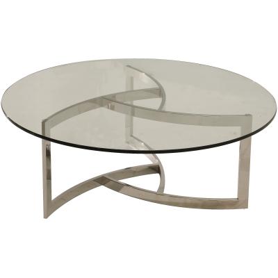 China High Quality Modern Metal Round Frame DINING TABLE Stainless Steel Glass Coffee Table for sale