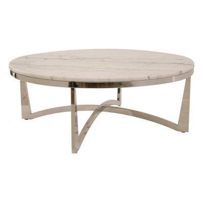 China Good Quality Coffee Table Round Marble Stainless Steel Frame Coffee Table for sale