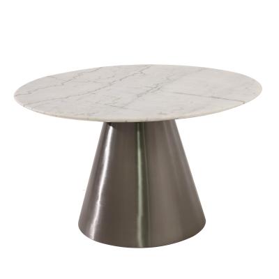 China KD structure is optional modern stainless steel base around marble dining table for living room for sale