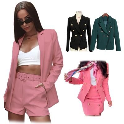 China Blazer 2021 elegant black white windproof ladies casual blazer women autumn and winter fashion female blazer for sale