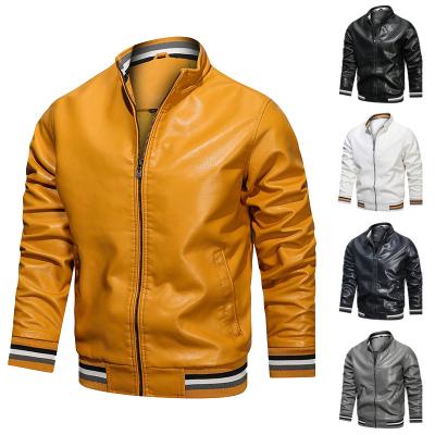 China HOT SALE Waterproof Men's Casual PU Leather Jacket Stand Collar Coat Jacket For Mens Stylish Mens Jackets for sale