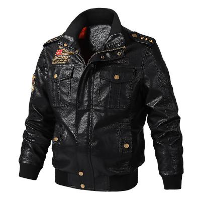 China Hot Selling Leather Jacket Black Winter Leather Jacket Varsity Coat Bomber Windproof Jacket Men's Leather Jackets for sale