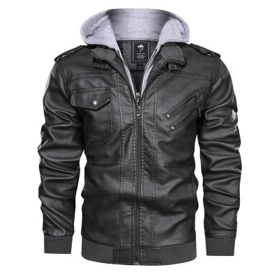 China Waterproof Slim Sleeve Winter Coat College Bomber Zipper Pu Leather Jacket Men Leather Jacket Black for sale