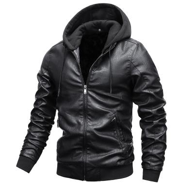 China Wholesale Ropa Hombre Winter Leather Waterproof Coat Mens Hooded Zipper Pocket Leather Jacket Men for sale