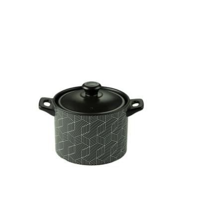 China Sustainable Brand New Phantom Black Ceramic Casserole Dish Round Shape With Lid for sale