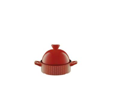 China Round Shape Sustainable Red Wheat Field Casserole Pot Dish With Lid for sale