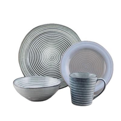 China 24pcs Retro Style Disposable New Color Luster Dinnerware Reactive Marbles Set Dinnerware Ceramic Dinner Set for sale