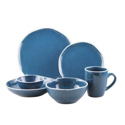 China 2021 Hot Sale 20/30 Pcs Stoneware Dinner Set Color Luster Disposable Dinnerware With Porcelain Design Dinnerware for sale