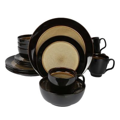 China Sustainable New Design 16 Piece Dinner Set Glaze Dinnerware Ceremic Stoneware Dinnerware Set for sale