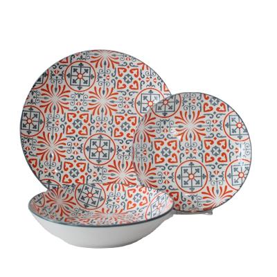 China Design Dinner Dishes Disposable Ceramic Colorful Ceramic Color Glazed Protective Printing Tableware Sets Box Package For 6 Users for sale