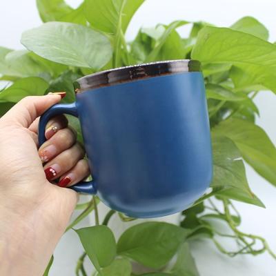 China Custom Logo Coffee Ceramic Mug With Gold Edge From China Suppliers Stoneware Color Luster Blue Disposable Cup Porcelain for sale