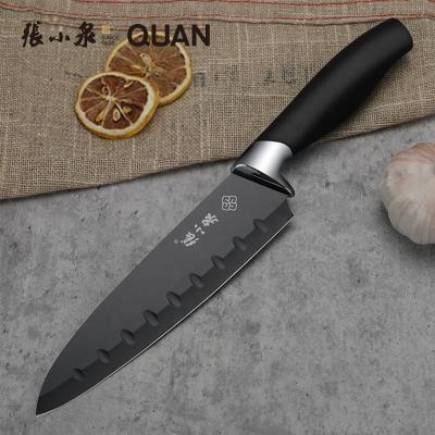 China Hot Cake Viable 7 Inch Black Japanese Kitchen Knife Angled Kitchen Chefs Utensils Makers for sale