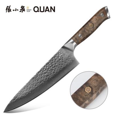 China OEM damascus gyuto sustainable ash knife 67 layers damascus chef knife wood chef knife for sale