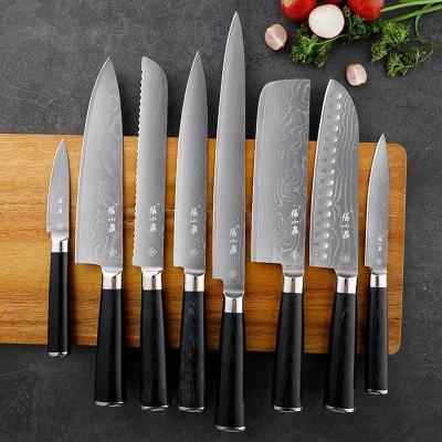 China Professional Disposable Japanese Steel 8 Pcs Kitchen Damascus Knife Set for sale