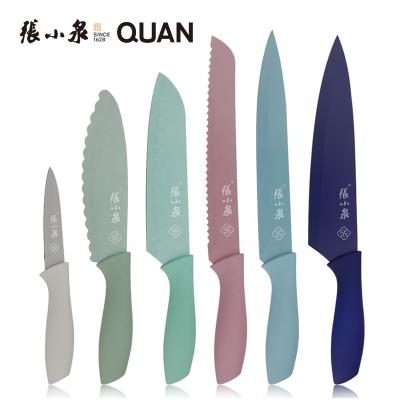 China Viable Color Coded Basics 12-Piece Kitchen Knife Set, 6 Knives With 6 Blade Guards Resin Coating Kitchen Chef Knife Set for sale