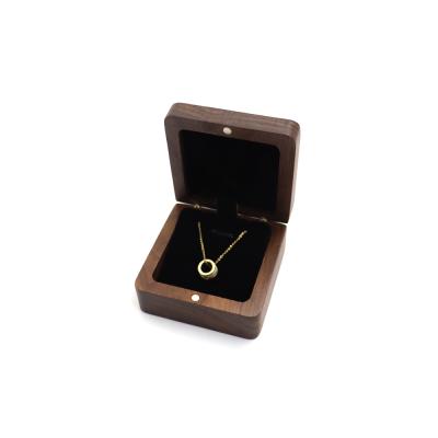 China Small Pendant Box Custom Logo Earring Wholesale Flannel Packaging Box Black Walnut Jewelry Box Pendant Necklace Bracelet Fashion for sale