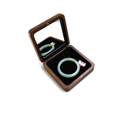 China Wooden Boxes Ring Set Wood Jewelry Packaging Bracelet Black Walnut Velvet Fabric Jewelry Box Wholesale Custom Wooden Necklace Bracelet for sale