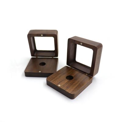 China Creative customization of black nut wood box corsage brooch wooden storage box window gift packaging box for sale