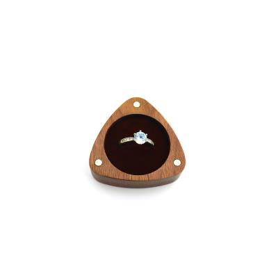 China Triangle Bow Customized Wooden Jewelry Box For Ring Gift Storage Brown Wood Jewelry Box for sale