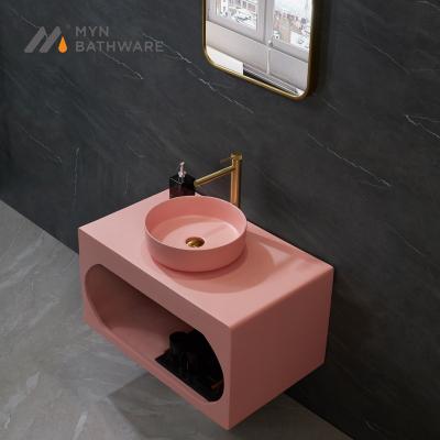 China Resin Single Basin Bathroom Lavabo Design Artificial Solid Outdoor Stone Sink for sale