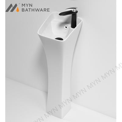 China Wholesale design porcelain pedestal sink basin one piece bathroom ware single pedestal sanitary small sink for sale for sale