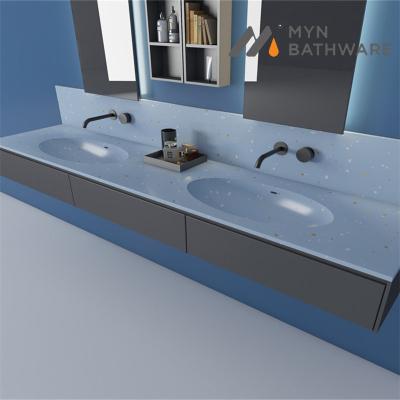 China Unique Design Attractive Fashion Design Bathroom Rectangular Terrazzo Cabinet Wash Basin for sale