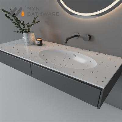 China Unique Design European Minimalist Design Bathroom Ware Terrazzo Cabinet Sanitary Sink for sale